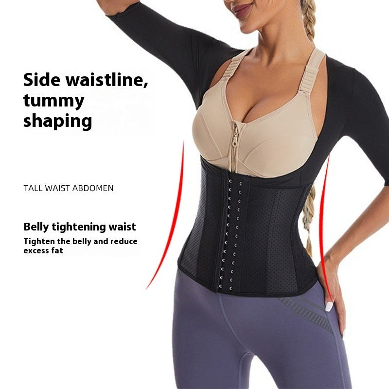 Sports Corset 10 Bone Vest Rubber Lace Shapewear Half Sleeve Belly Contracting And Slimming Waistband