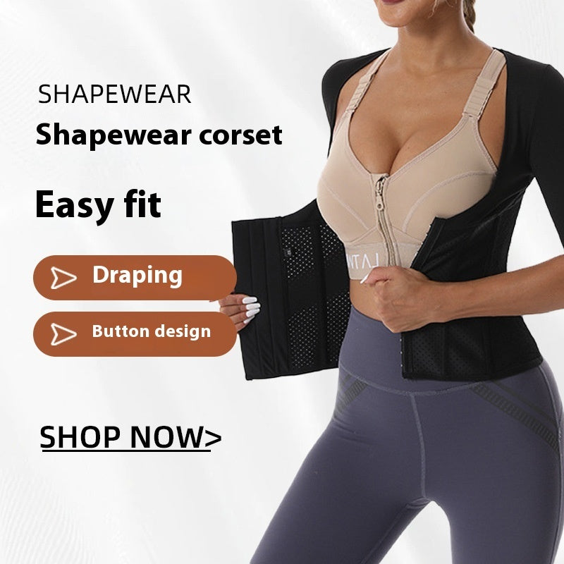 Sports Corset 10 Bone Vest Rubber Lace Shapewear Half Sleeve Belly Contracting And Slimming Waistband