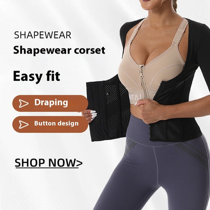 Sports Corset 10 Bone Vest Rubber Lace Shapewear Half Sleeve Belly Contracting And Slimming Waistband